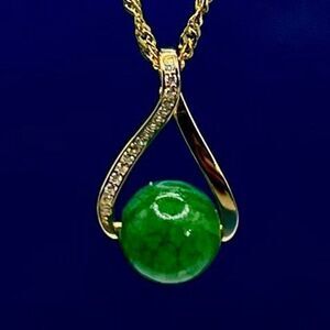 BBB Beautiful Jade Gem & 18k Gold Vermeil
